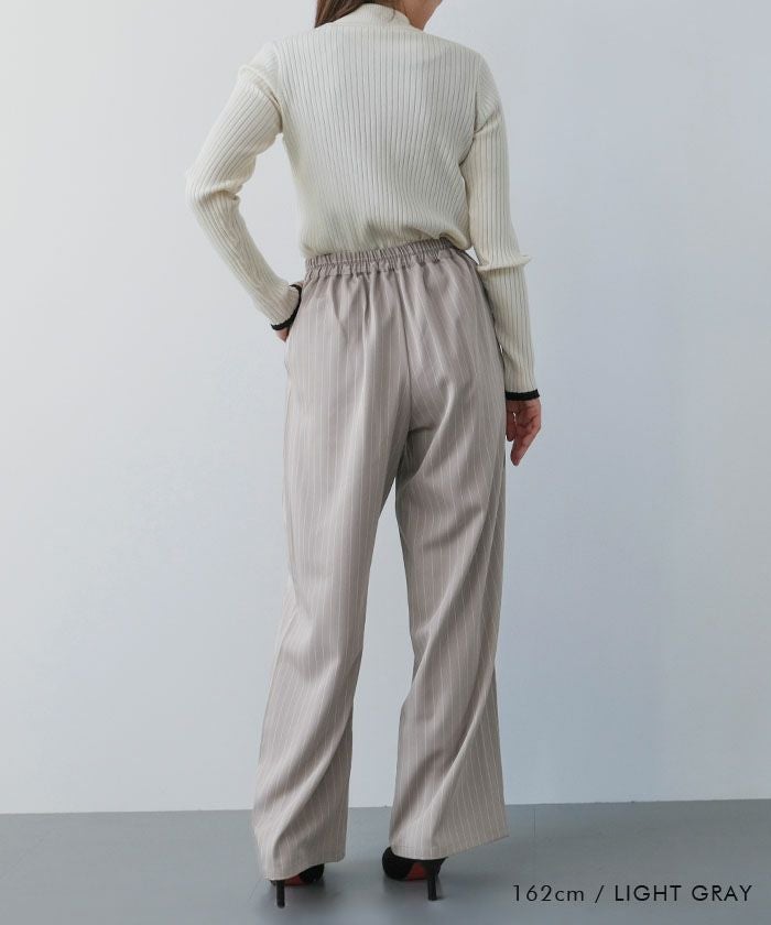 アクアガレージ aquagarage 【セットアップ可】ツータックストライプワイドパンツ 春 夏 秋 冬 M |≪ゆうメール便配送30・代引不可≫アクアガレージ aquagarage （グレージュ） グレージュ