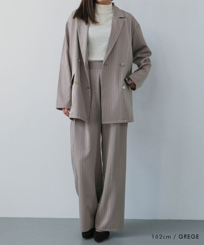 アクアガレージ aquagarage 【セットアップ可】ツータックストライプワイドパンツ 春 夏 秋 冬 M |≪ゆうメール便配送30・代引不可≫アクアガレージ aquagarage （グレージュ） グレージュ