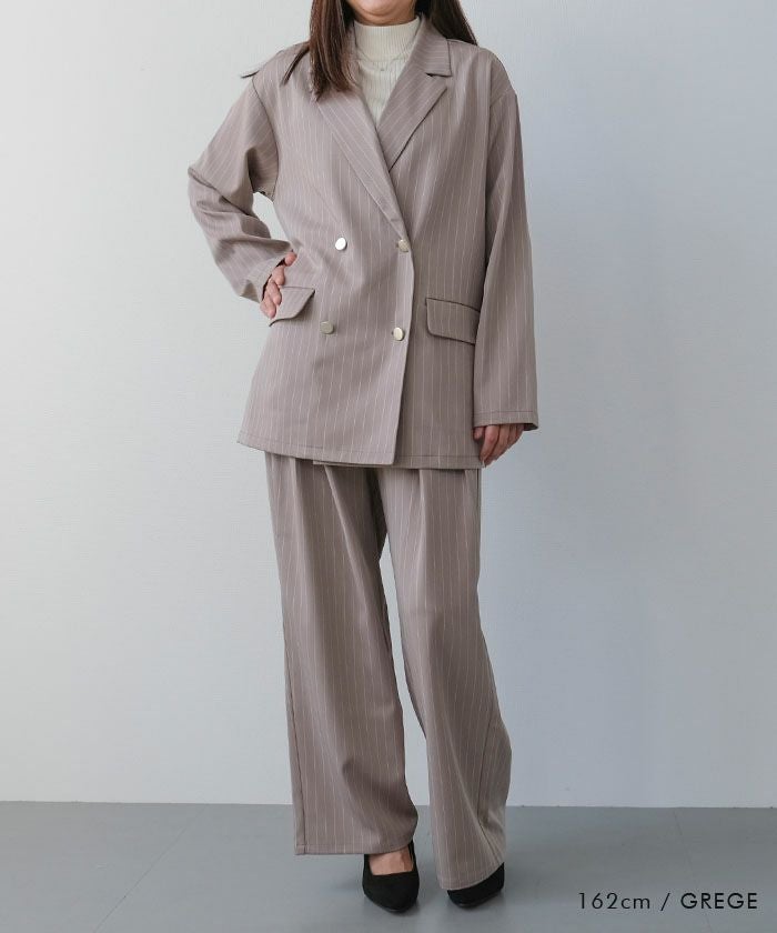 アクアガレージ aquagarage 【セットアップ可】ツータックストライプワイドパンツ 春 夏 秋 冬 M |≪ゆうメール便配送30・代引不可≫アクアガレージ aquagarage （グレージュ） グレージュ