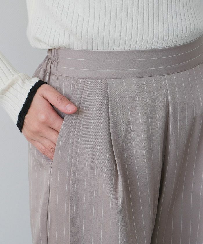 アクアガレージ aquagarage 【セットアップ可】ツータックストライプワイドパンツ 春 夏 秋 冬 M |≪ゆうメール便配送30・代引不可≫アクアガレージ aquagarage （グレージュ） グレージュ