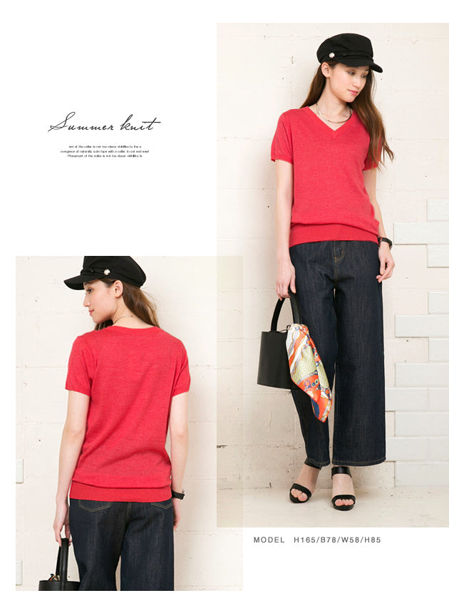 アクアガレージ aquagarage サマーニット 深Vネック ブラウジング