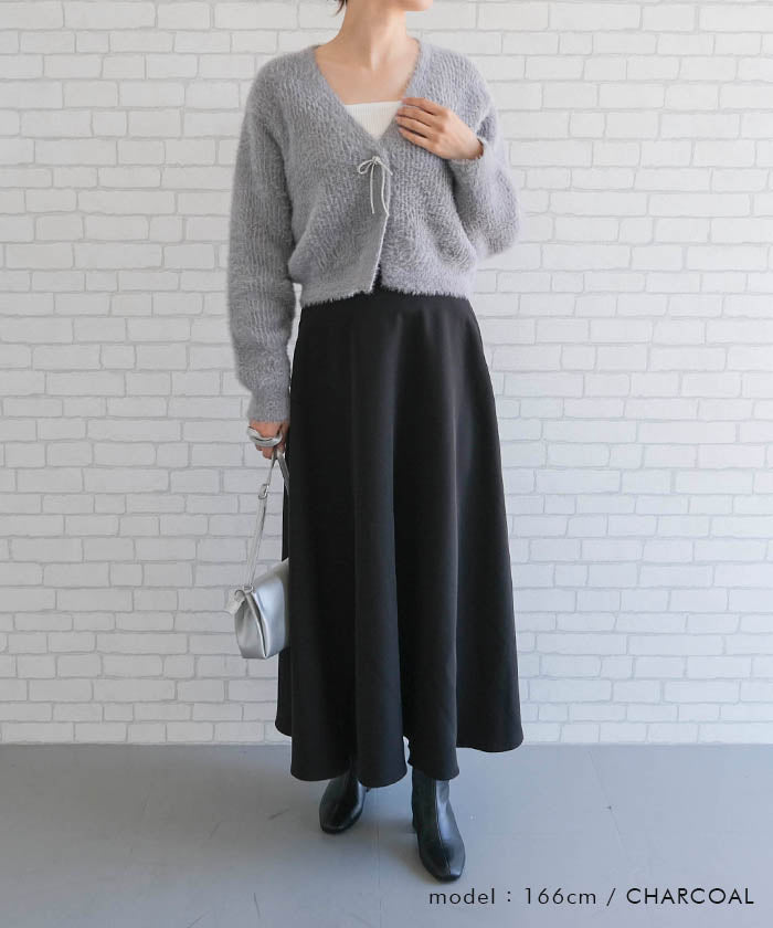 アクアガレージ aquagarage ミンクフェザービジューリボンカーディガン 春  秋 冬 （ブラック） ブラック