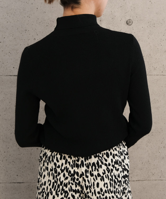 アクアガレージ aquagarage 袖口ボタンタートルネックリブニットトップス 春 秋 冬 M L レディース