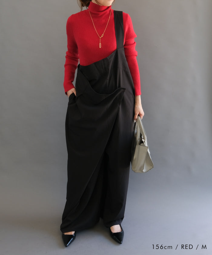 アクアガレージ aquagarage 袖口ボタンタートルネックリブニットトップス 春 秋 冬 M L レディース