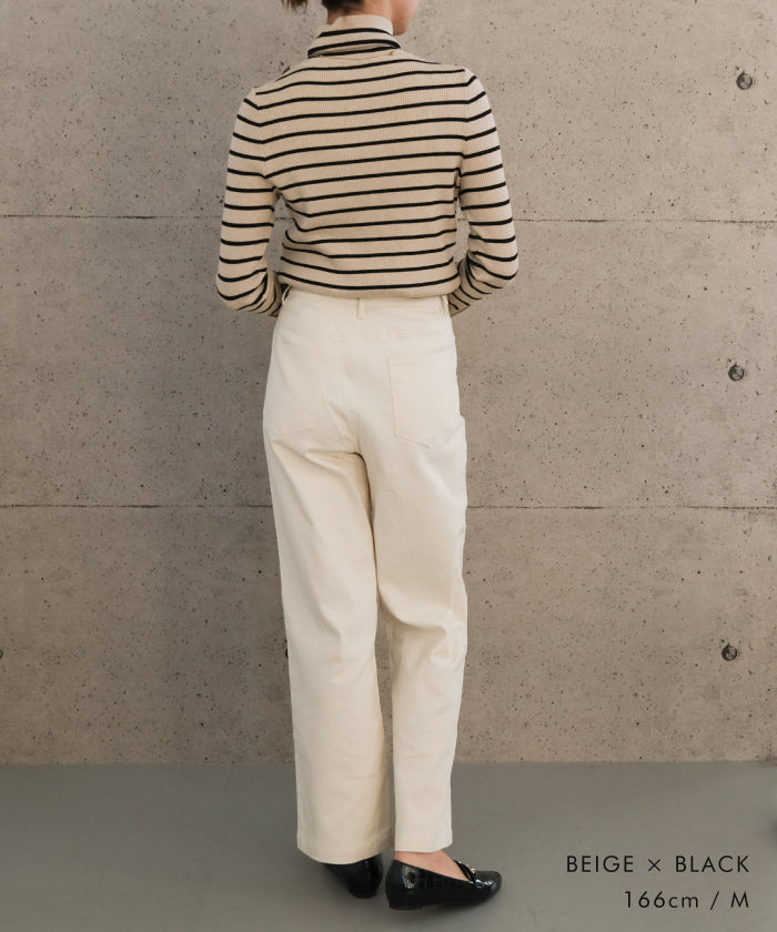 アクアガレージ aquagarage 袖口ボタンタートルネックリブニットトップス 春 秋 冬 M L レディース