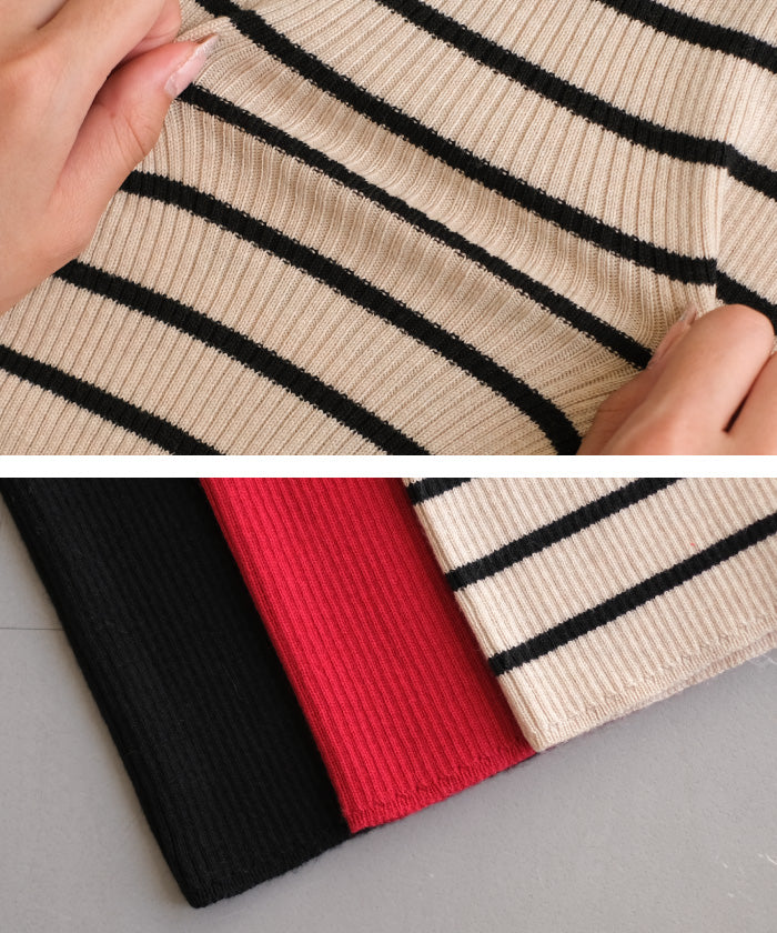 アクアガレージ aquagarage 袖口ボタンタートルネックリブニットトップス 春 秋 冬 M L レディース