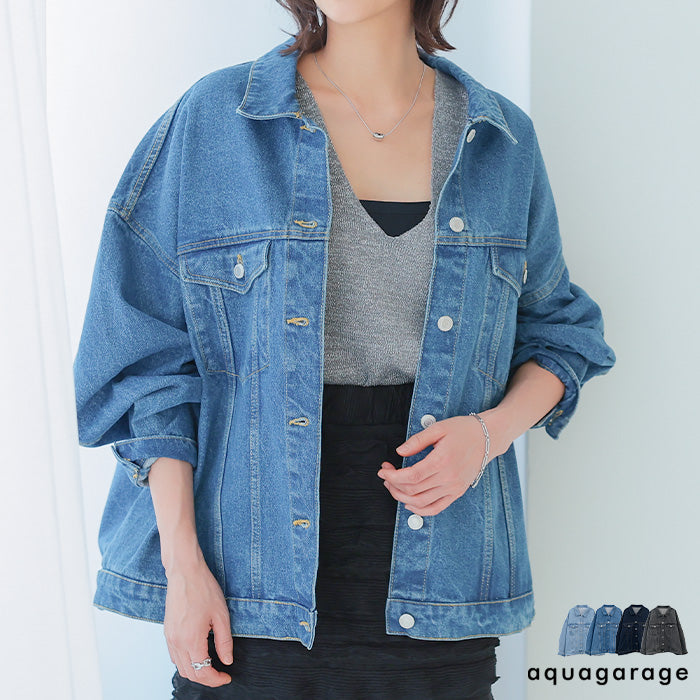 アクアガレージ aquagarage ビックシルエットデニムジャケット 春 秋 冬 M | アクアガレージ aquagarage （インディゴ） インディゴ