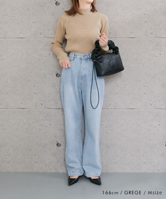 アクアガレージ aquagarage ラメボトルネックリブトップス 春 秋 冬 M L レディース （アイボリー） アイボリー