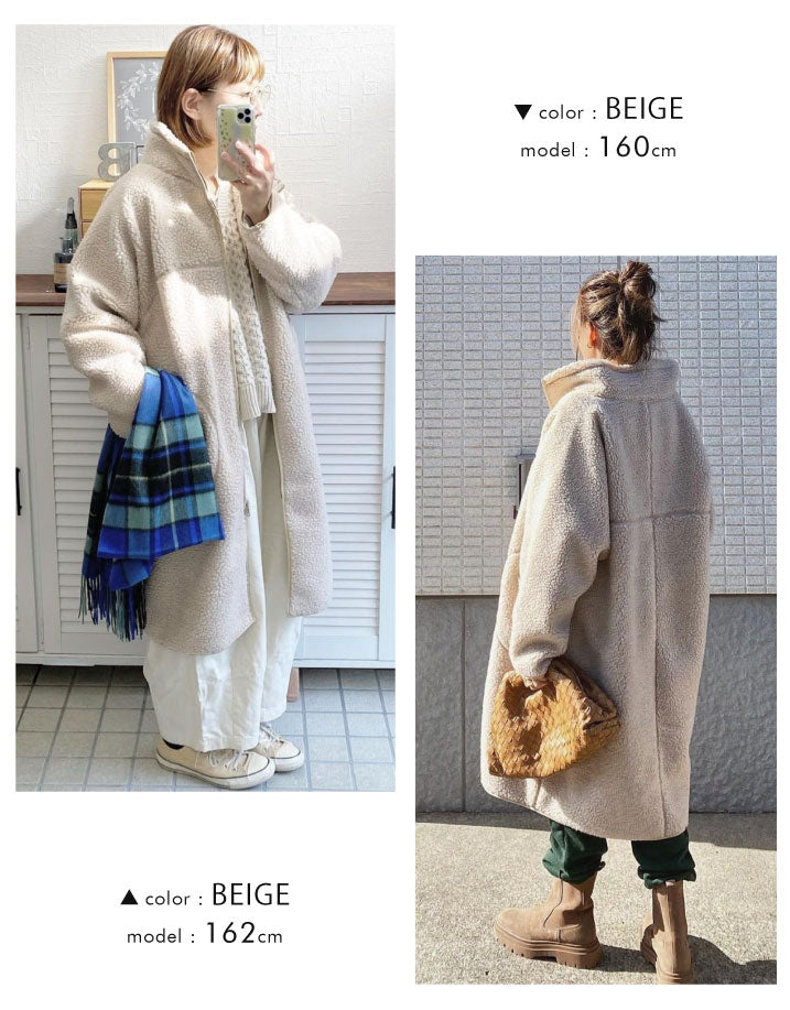 アクアガレージ aquagarage ボアロングコート （ブラック） ブラック