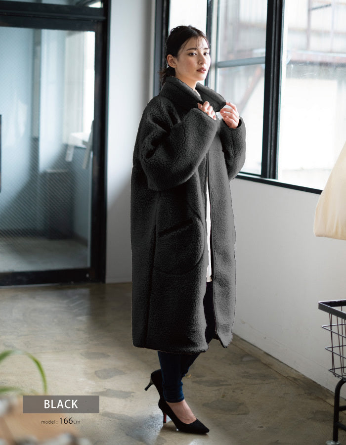 アクアガレージ aquagarage ボアロングコート （ブラック） ブラック