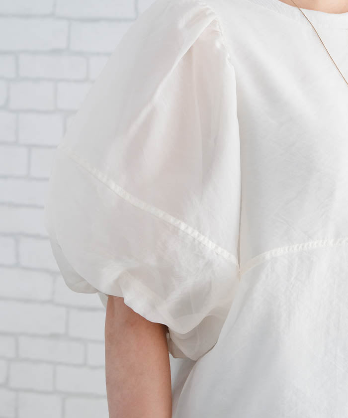 アクアガレージ aquagarage オーガンジー袖バルーントップス 春 夏 秋 （オフホワイト） オフホワイト