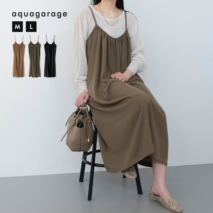 アクアガレージ aquagarage さらさらエアリーキャミワンピース レディース 春 夏 秋 （モカ） モカ