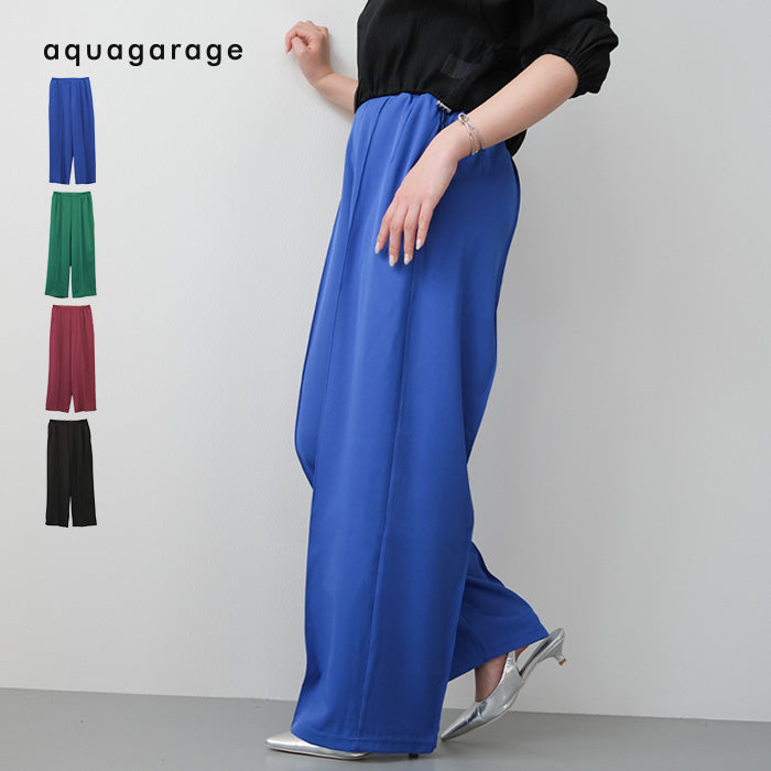 アクアガレージ aquagarage センターシームワイドパンツ レディース 春 夏 秋 M （ブラック） ブラック