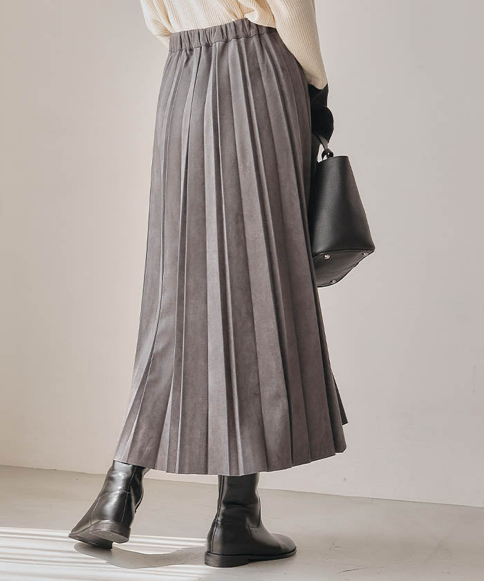 アクアガレージ aquagarage スエードプリーツロングスカート  レディース | アクアガレージ aquagarage 予約(8月下旬頃) （チャコール） チャコール