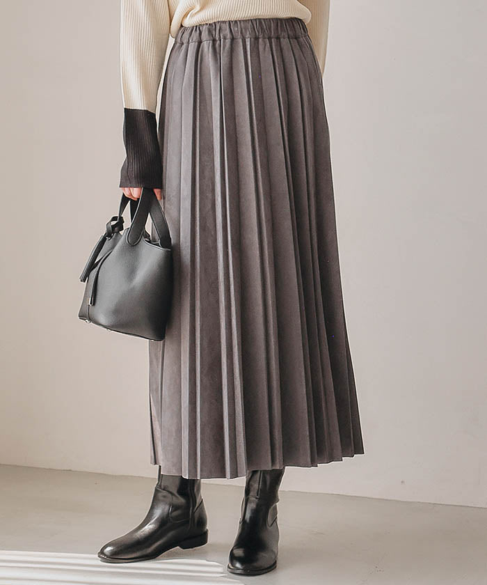 アクアガレージ aquagarage スエードプリーツロングスカート  レディース | アクアガレージ aquagarage 予約(8月下旬頃) （チャコール） チャコール