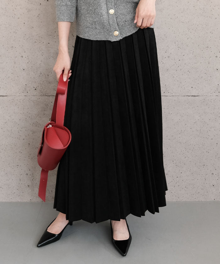 アクアガレージ aquagarage スエードプリーツロングスカート  レディース | アクアガレージ aquagarage 予約(8月下旬頃) （チャコール） チャコール