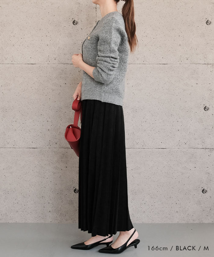 アクアガレージ aquagarage スエードプリーツロングスカート  レディース | アクアガレージ aquagarage 予約(8月下旬頃) （チャコール） チャコール