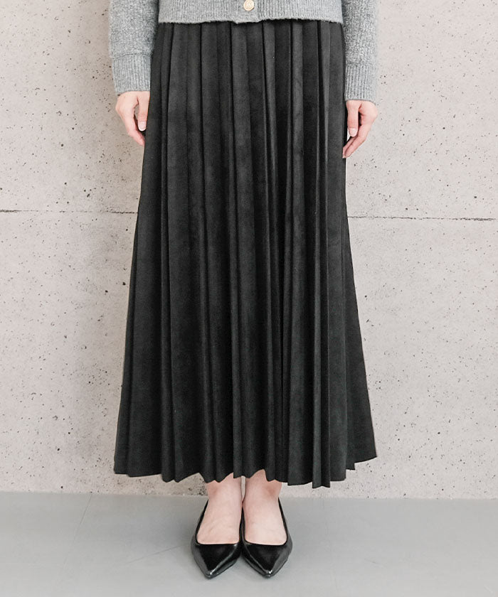 アクアガレージ aquagarage スエードプリーツロングスカート  レディース | アクアガレージ aquagarage 予約(8月下旬頃) （チャコール） チャコール