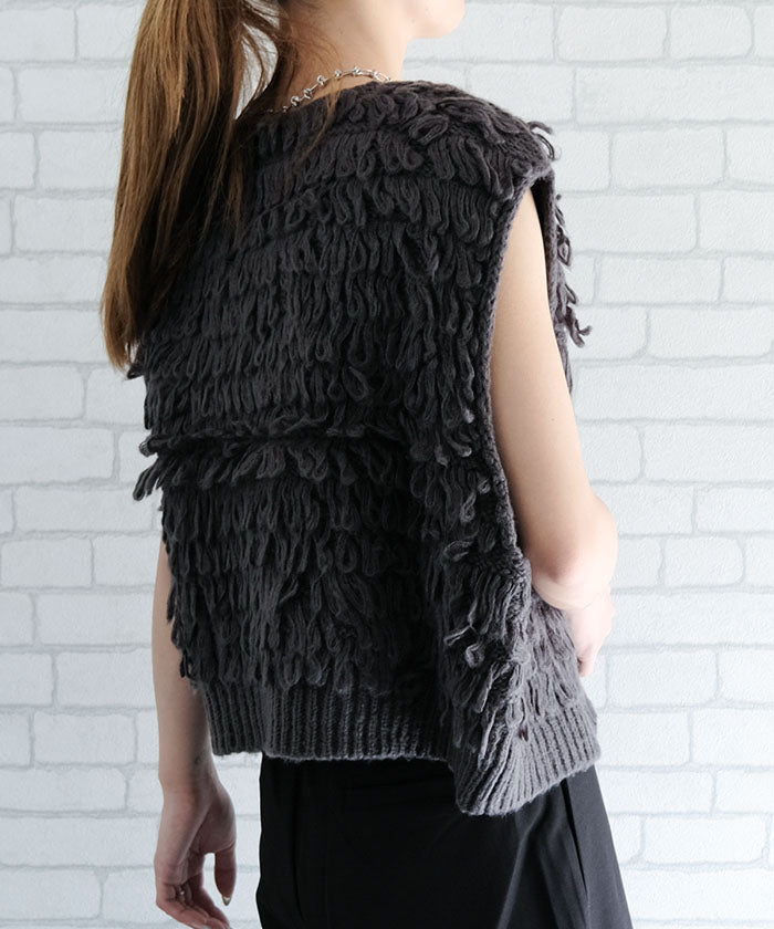 アクアガレージ aquagarage ループヤーンベスト 春  秋 冬  レディース アクアガレージ aquagarage （グレー） グレー