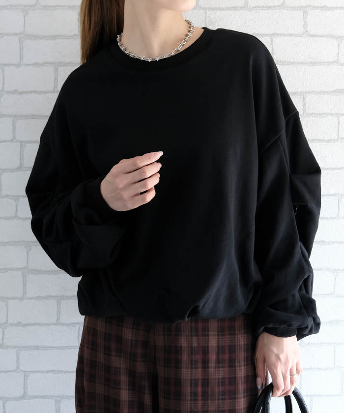 アクアガレージ aquagarage 袖タックバルーントップス 秋 冬 M  レディース | アクアガレージ aquagarage （ブラック） ブラック