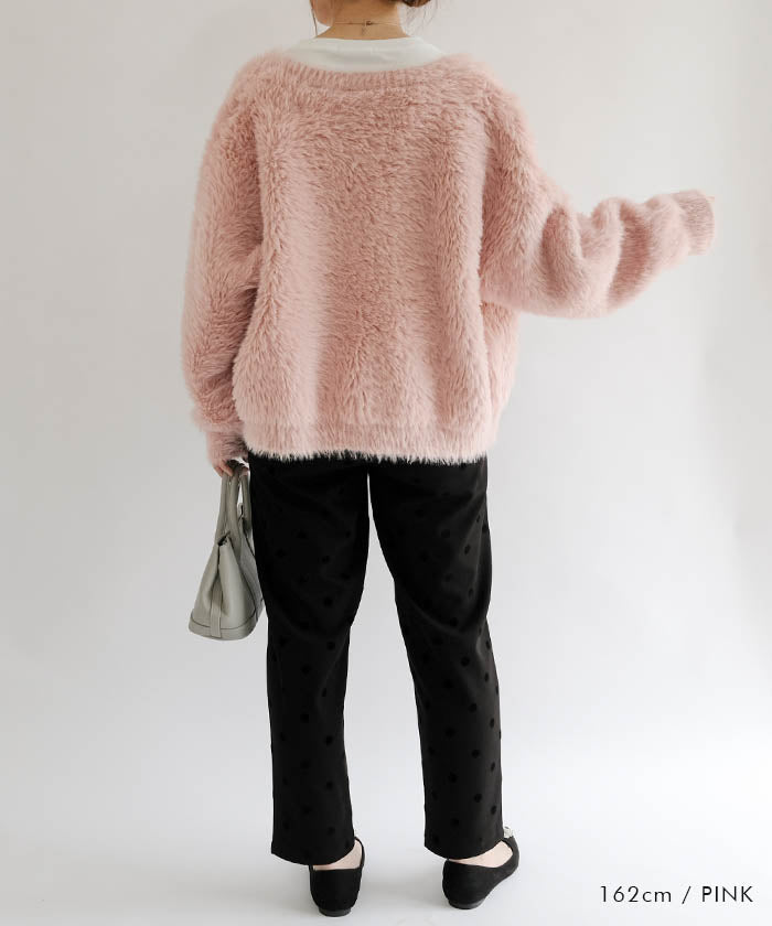 アクアガレージ aquagarage フェザーニットカーディガン 秋 冬 M  レディース | アクアガレージ aquagarage （ピンク） ピンク