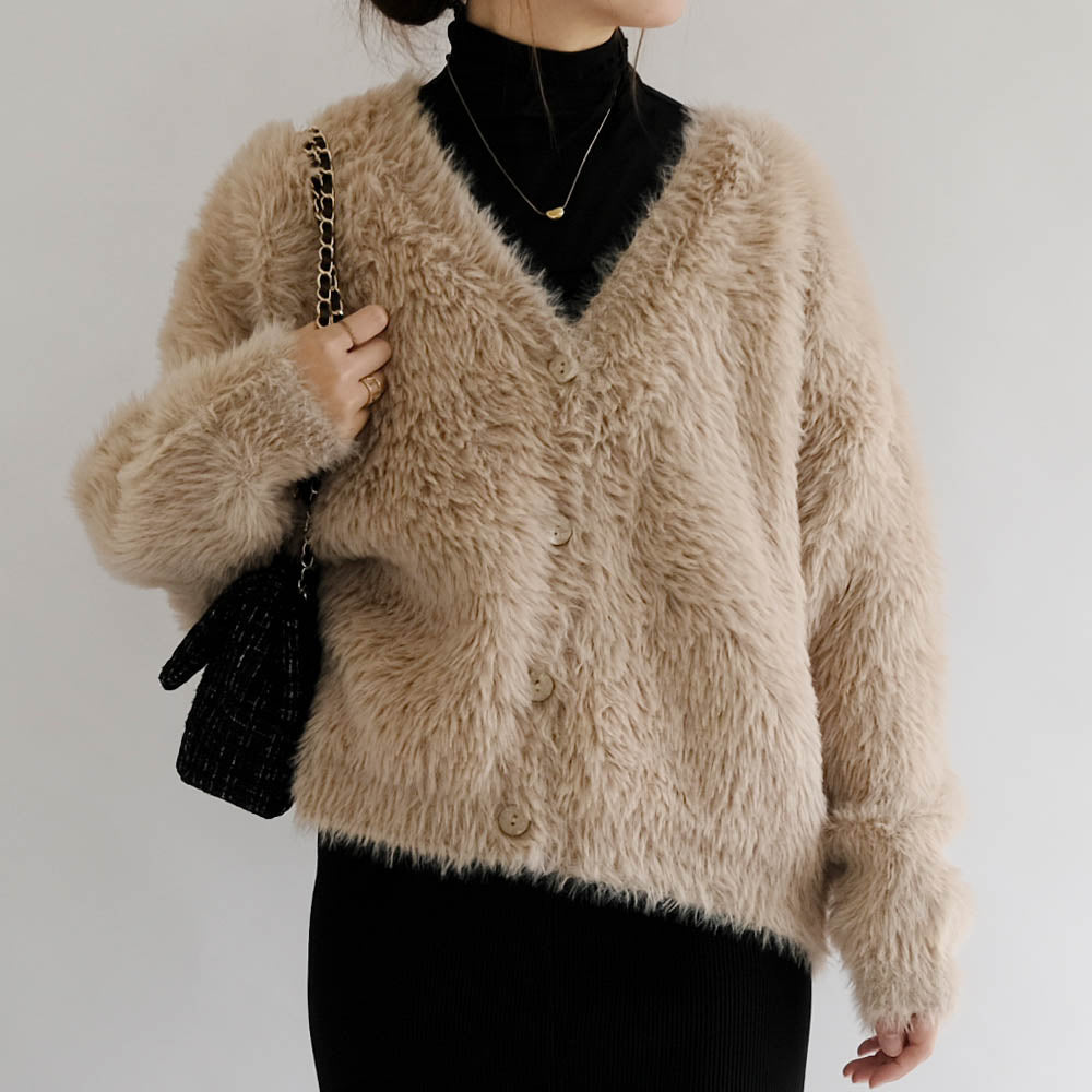 アクアガレージ aquagarage フェザーニットカーディガン 秋 冬 M  レディース | アクアガレージ aquagarage （モカ） モカ