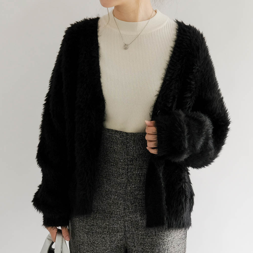 アクアガレージ aquagarage フェザーニットカーディガン 秋 冬 M  レディース | アクアガレージ aquagarage （ブラック） ブラック