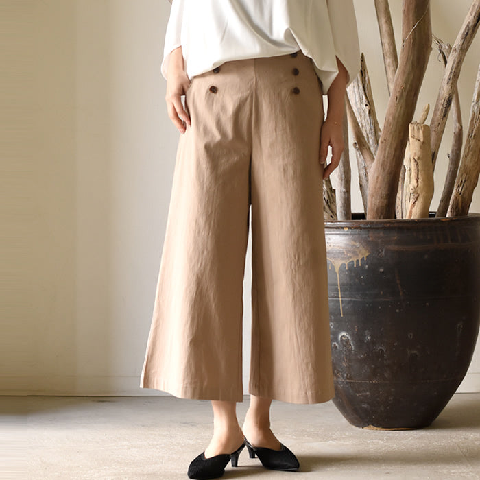 アクアガレージ aquagarage ハイウエスト コットン ワイドパンツ