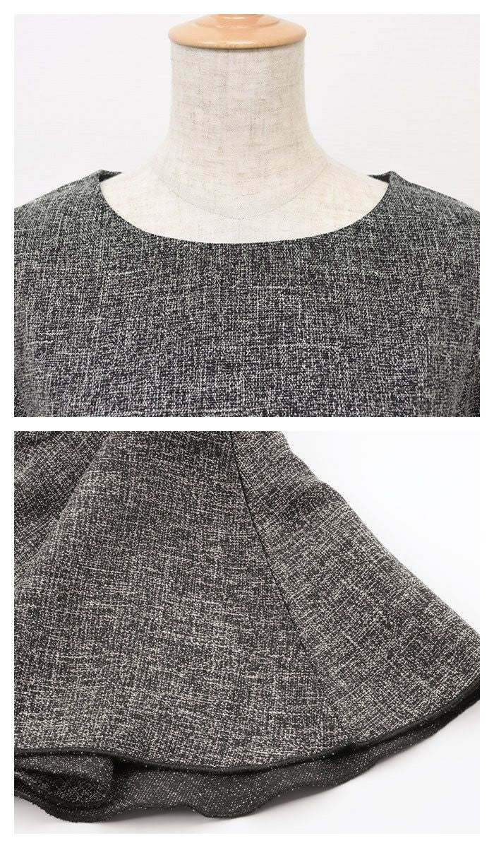 アクアガレージ aquagarage ペプラム トップス 長袖 ツイード プルオーバー