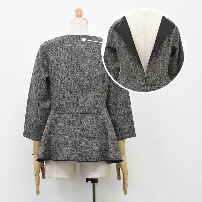 アクアガレージ aquagarage ペプラム トップス 長袖 ツイード プルオーバー