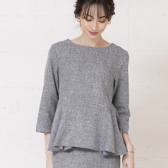 アクアガレージ aquagarage ペプラム トップス 長袖 ツイード プルオーバー