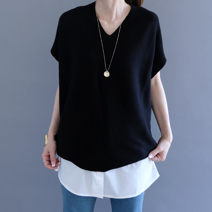 アクアガレージ aquagarage シャツ生地のレイヤード付け裾