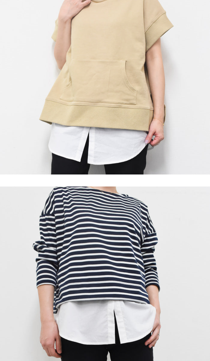 アクアガレージ aquagarage シャツ生地のレイヤード付け裾