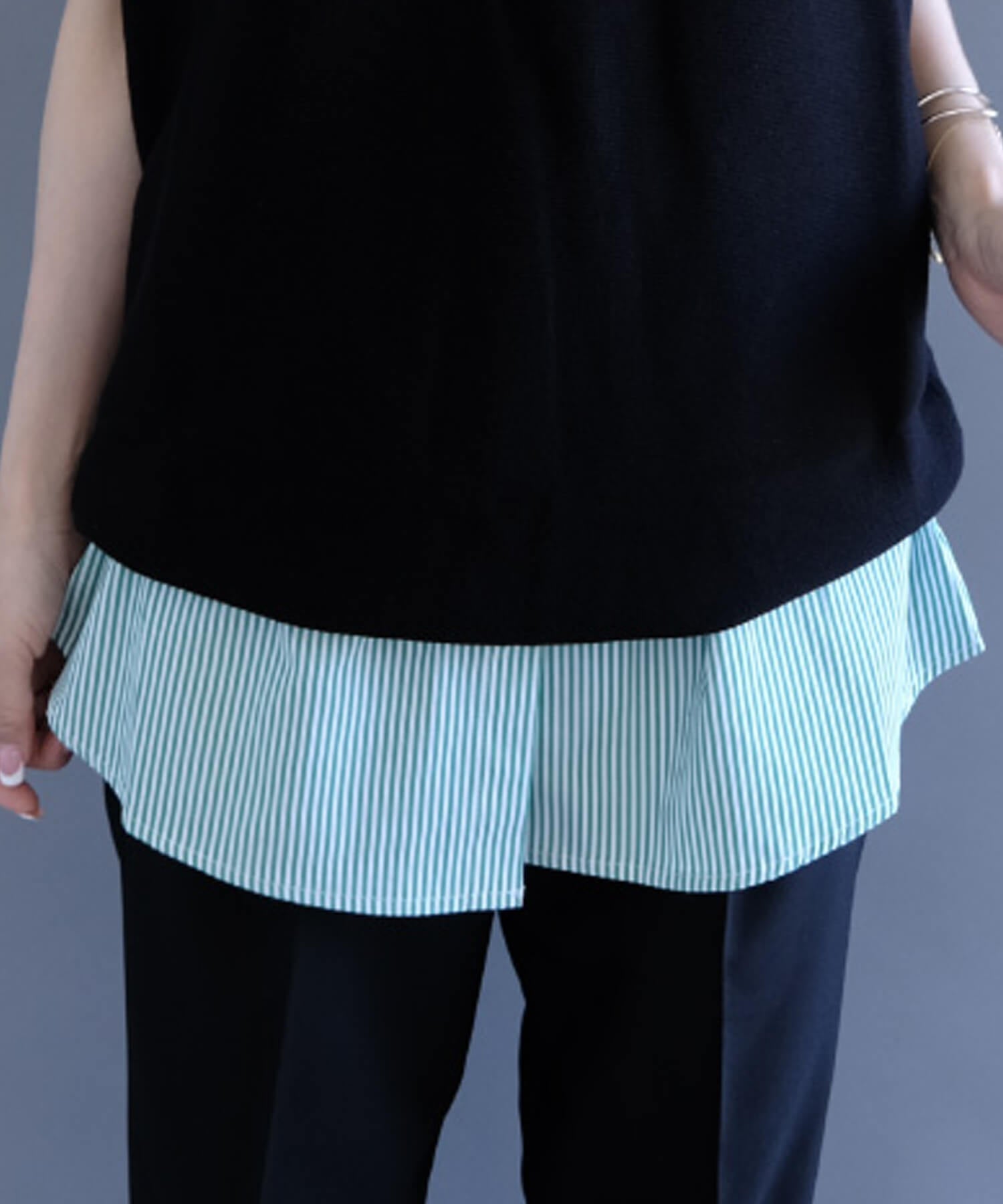 アクアガレージ aquagarage シャツ生地のレイヤード付け裾