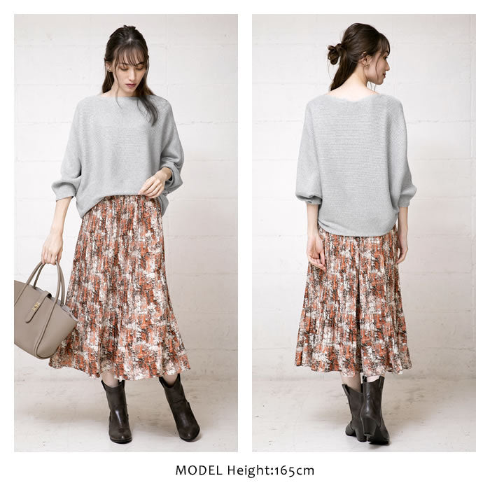 Aqua Garage Boat Neck Long Sleeve Dolman Sleeve