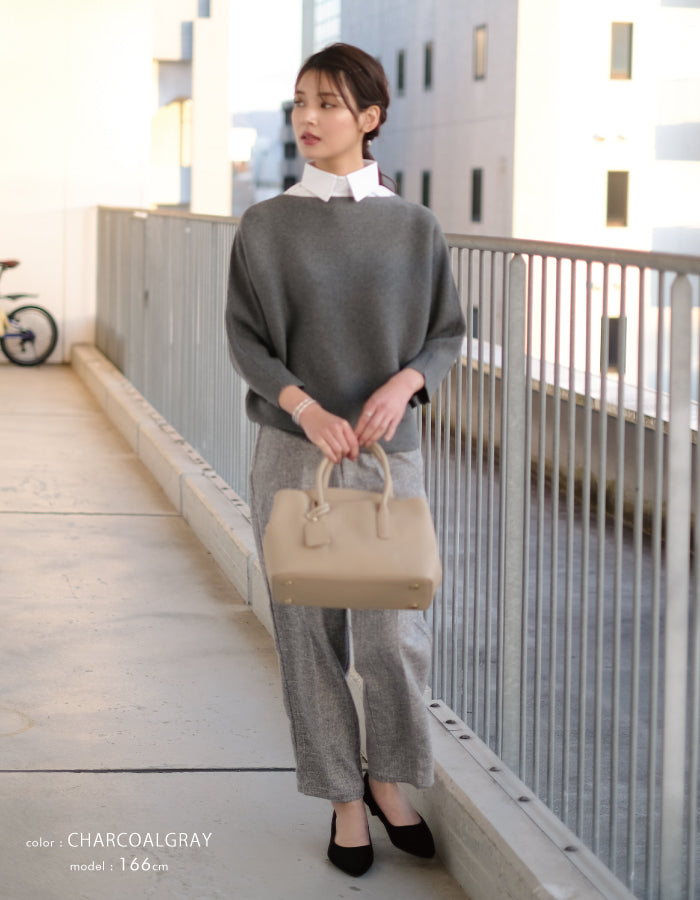 Aqua Garage Boat Neck Long Sleeve Dolman Sleeve