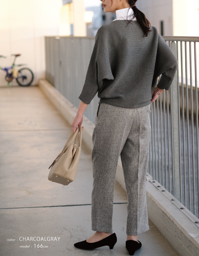 Aqua Garage Boat Neck Long Sleeve Dolman Sleeve