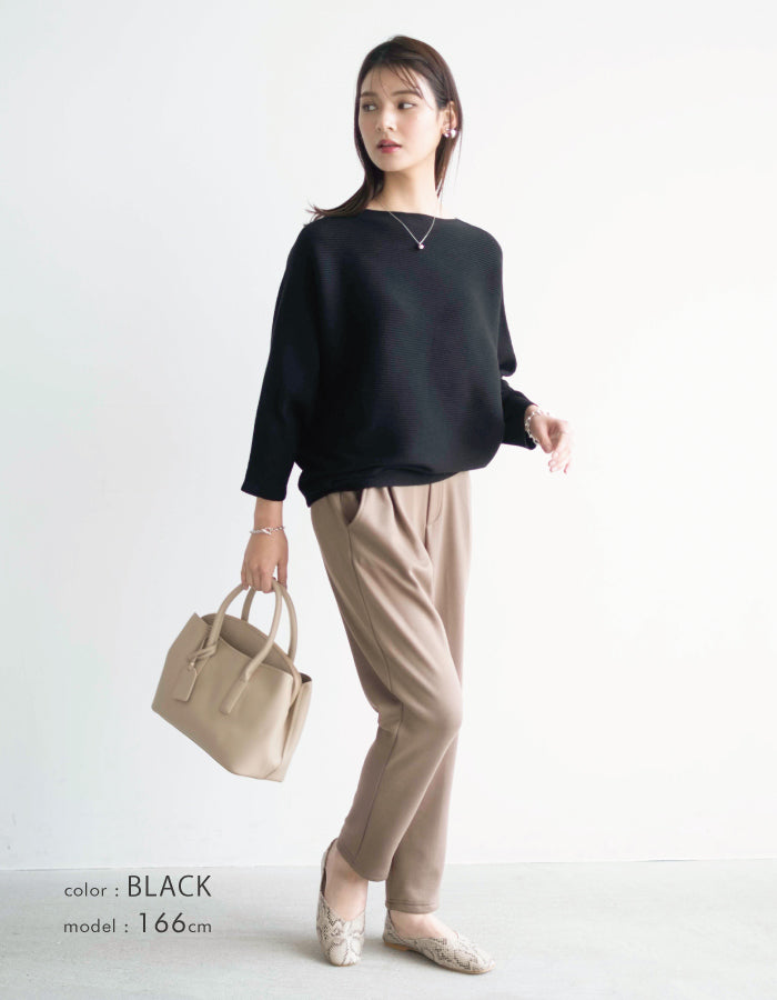 Aqua Garage Boat Neck Long Sleeve Dolman Sleeve