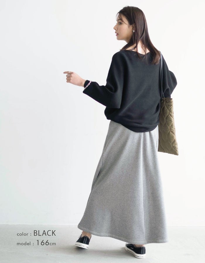 Aqua Garage Boat Neck Long Sleeve Dolman Sleeve