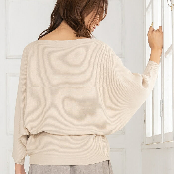 Aqua Garage Boat Neck Long Sleeve Dolman Sleeve