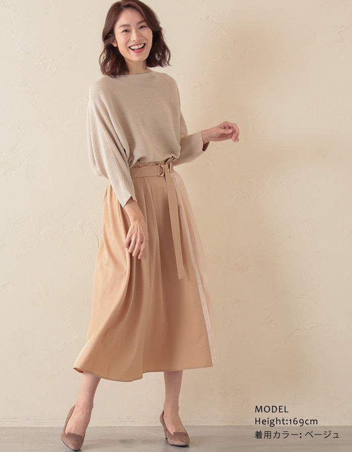 Aqua Garage Boat Neck Long Sleeve Dolman Sleeve