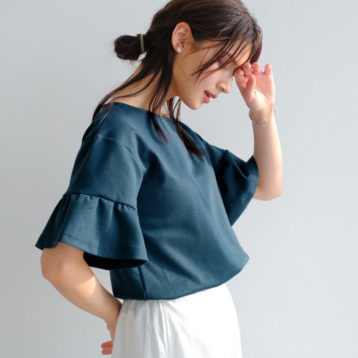 アクアガレージ aquagarage プルオーバー カットソー ボートネック,無地：ブルー