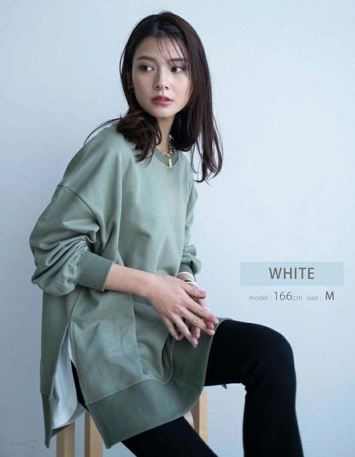 アクアガレージ aquagarage 重ね着 インナー  レイヤード tシャツ 裾 レイヤードシャツ （シフォン：オフホワイト） シフォン：オフホワイト