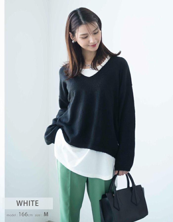 アクアガレージ aquagarage 重ね着 インナー  レイヤード tシャツ 裾 レイヤードシャツ （シフォン：オフホワイト） シフォン：オフホワイト