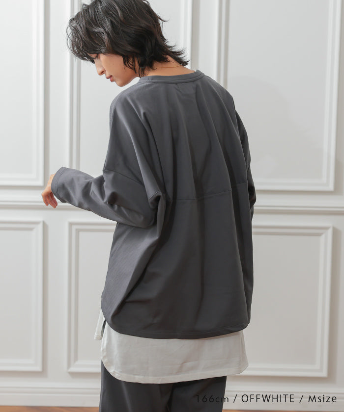 アクアガレージ aquagarage 重ね着 インナー  レイヤード tシャツ 裾 レイヤードシャツ （シフォン：オフホワイト） シフォン：オフホワイト