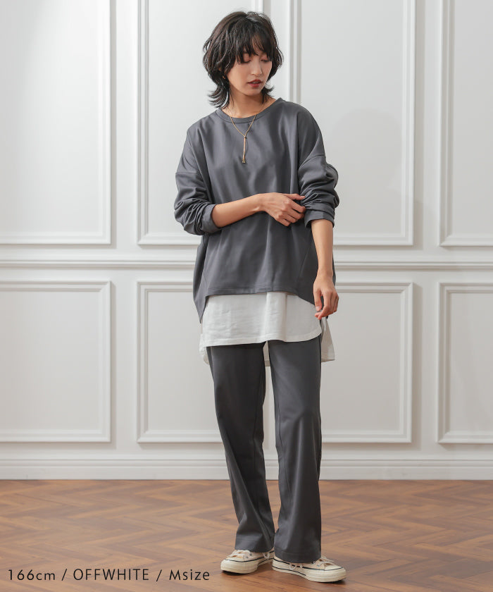 アクアガレージ aquagarage 重ね着 インナー  レイヤード tシャツ 裾 レイヤードシャツ （シフォン：オフホワイト） シフォン：オフホワイト