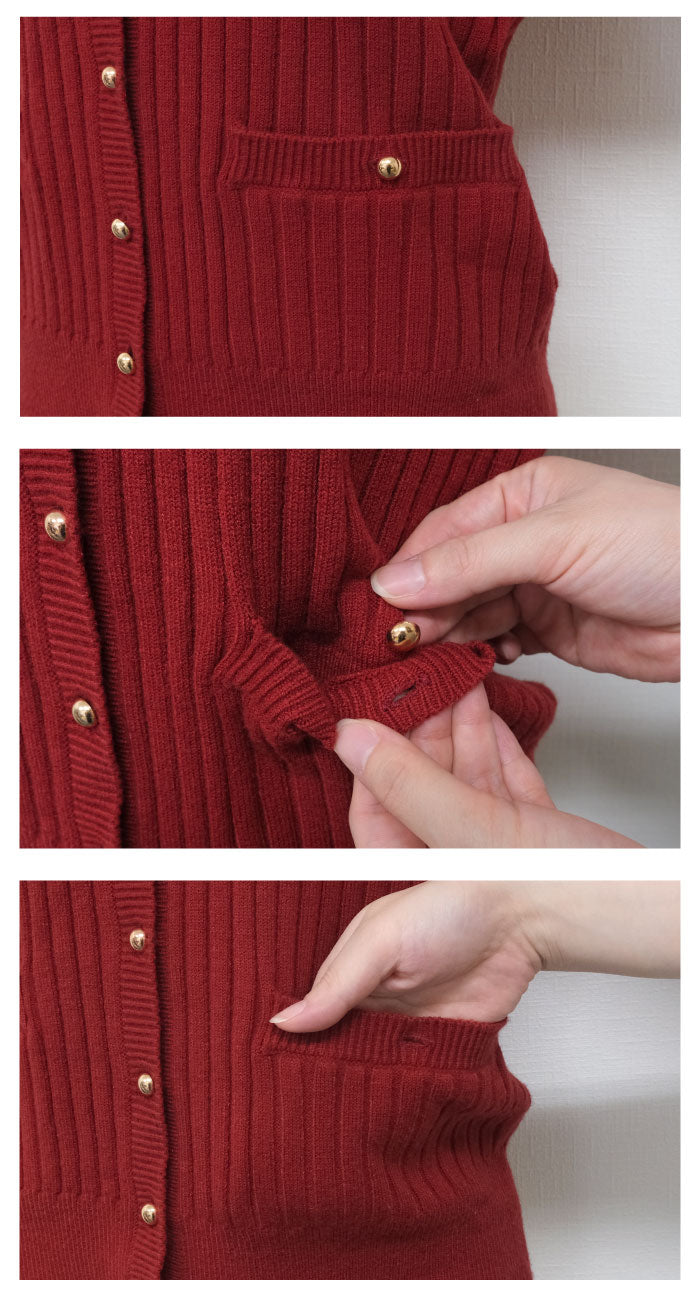 アクアガレージ aquagarage クルーネックニットカーディガン （レッド） レッド