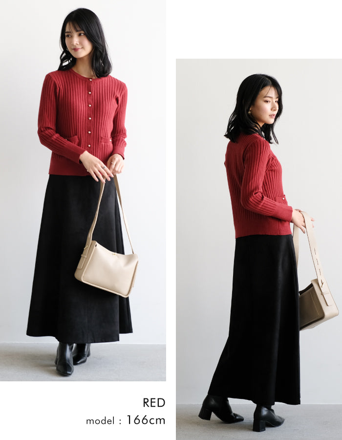 アクアガレージ aquagarage クルーネックニットカーディガン （レッド） レッド