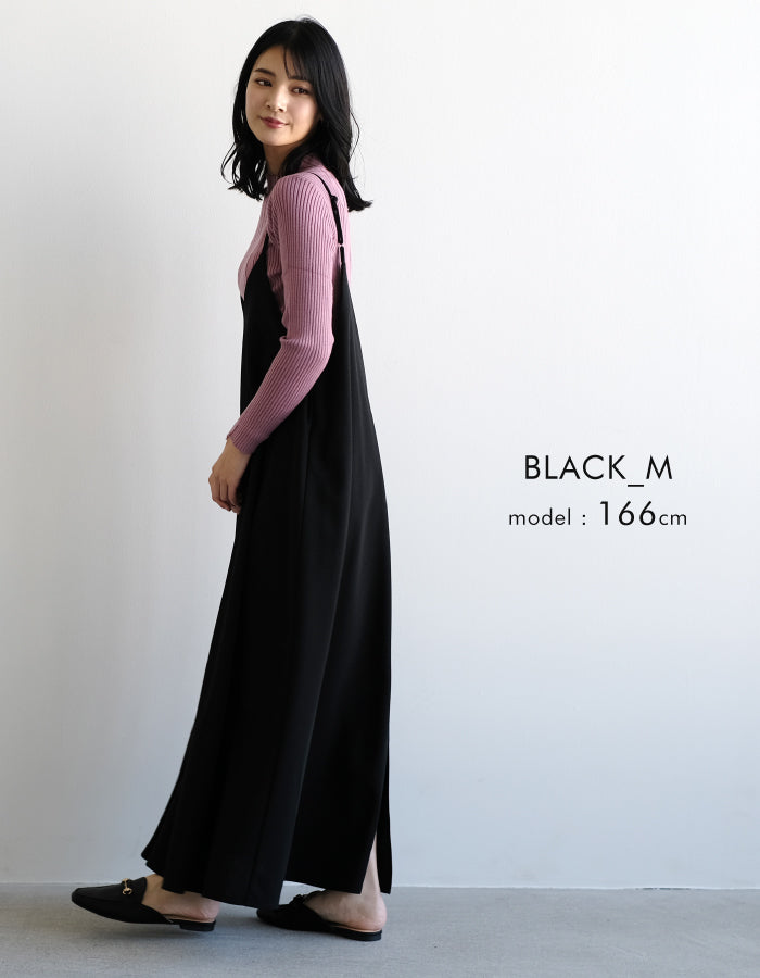 Aqua Garage Flare Silhouette Cami Dress for Women, Spring, Summer, Autumn, M, L, Long Length, Maxi Length, Jumper Skirt, Overalls, Jumper Skirt
