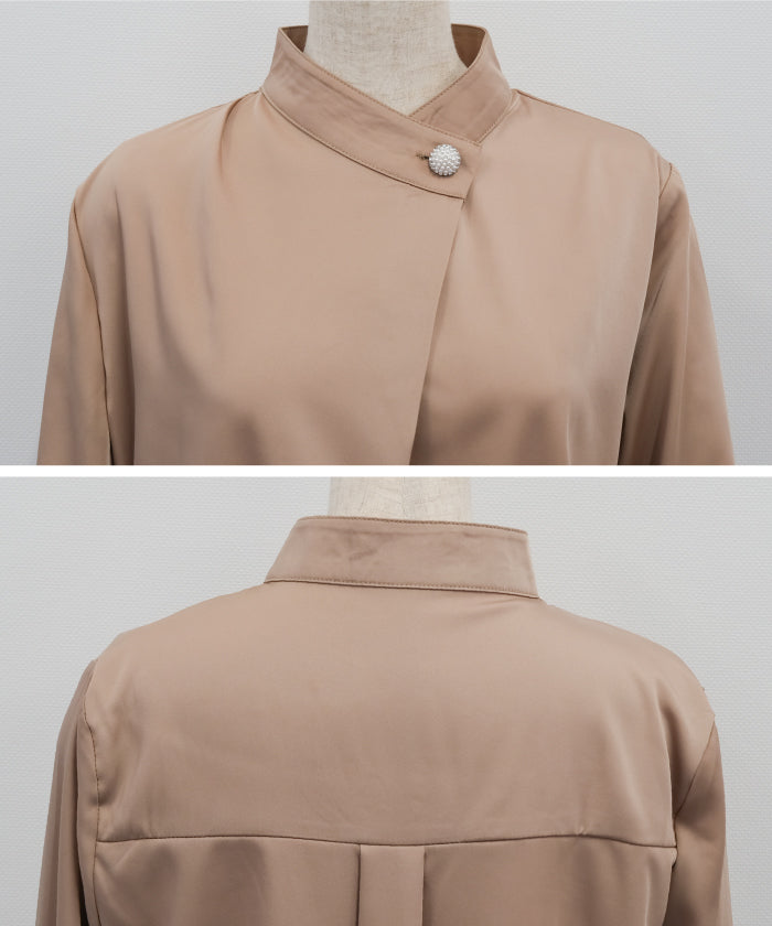 アクアガレージ aquagarage パールボタンブラウス トップス （ベージュ） ベージュ